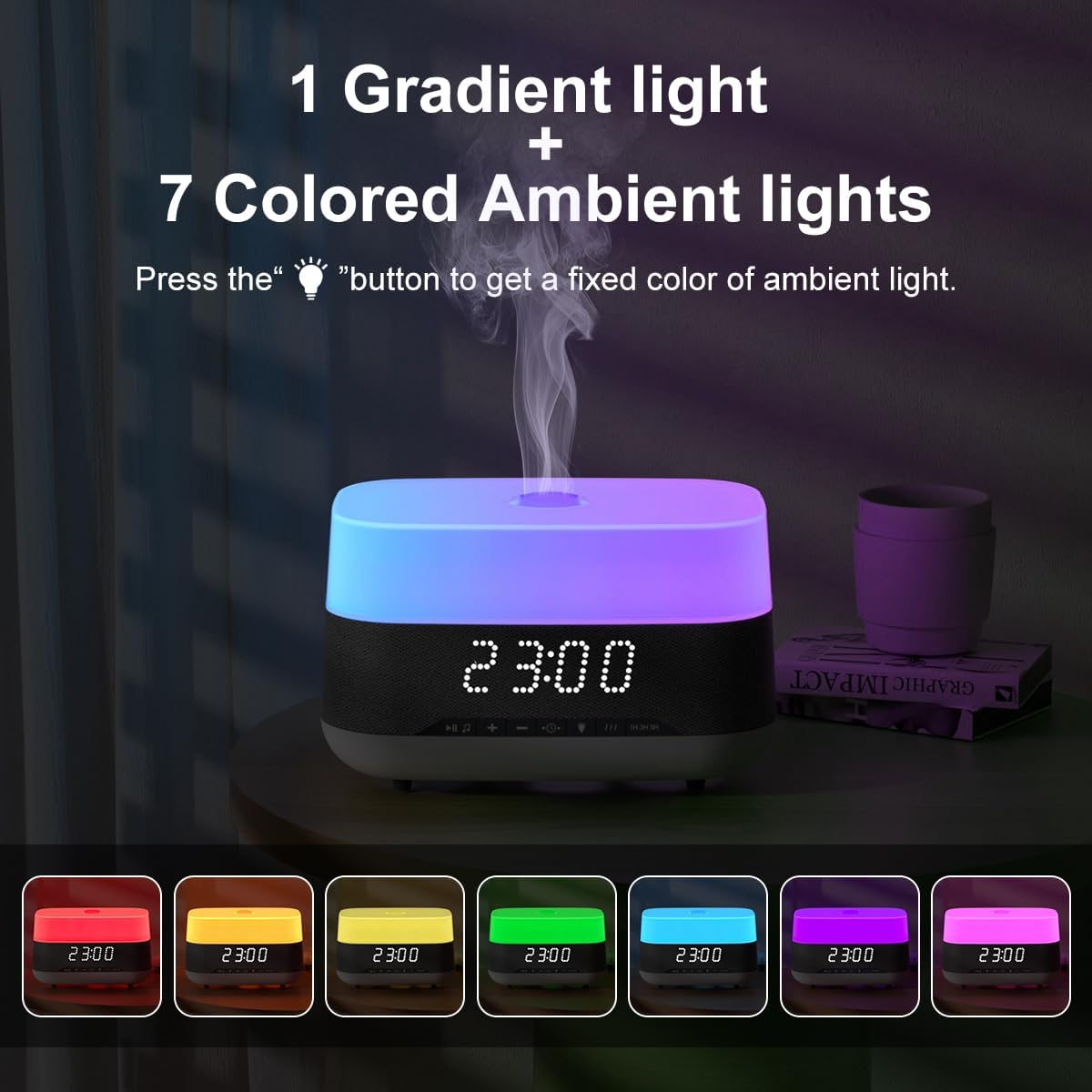 300ml Essential Oil Diffuser with Bluetooth Speaker and Alarm Clock