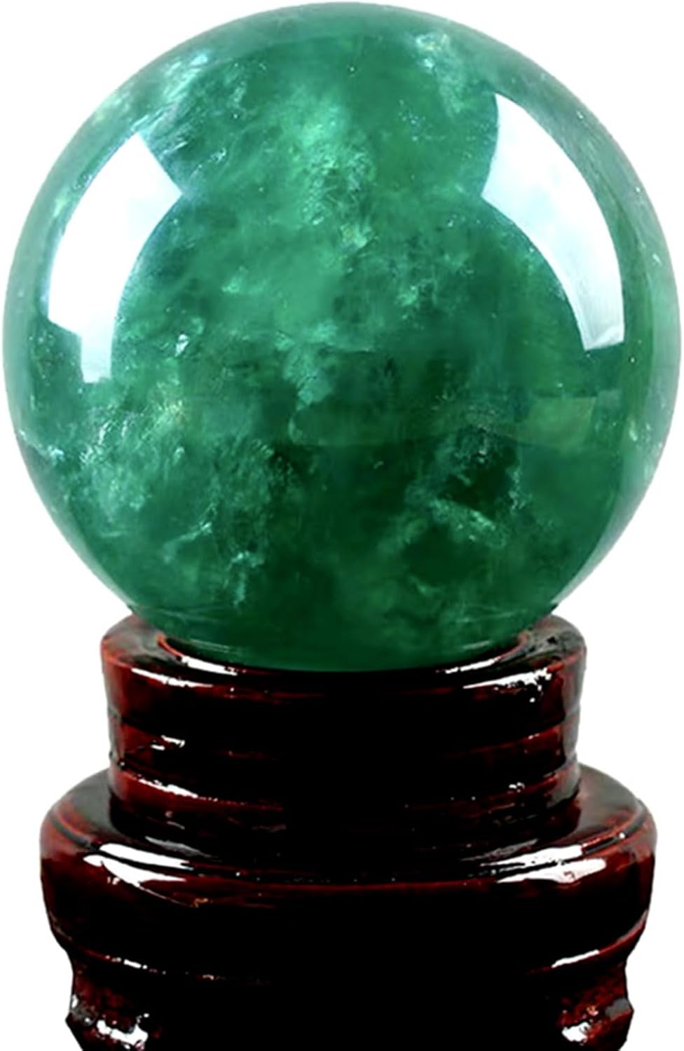 Natural Green Fluorite Crystal Sphere with Stand