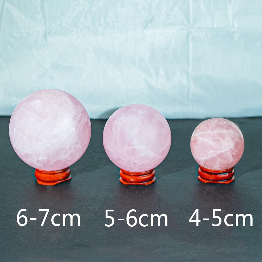 Pink Crystal Ball with Wood Stand for Love and Energy Healing