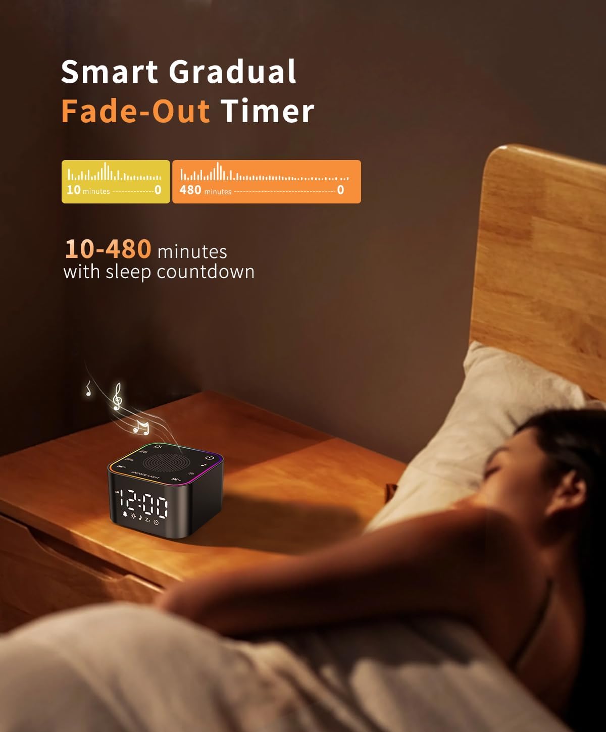 White Noise Sound Machine with Digital Clock and RGB Night Light