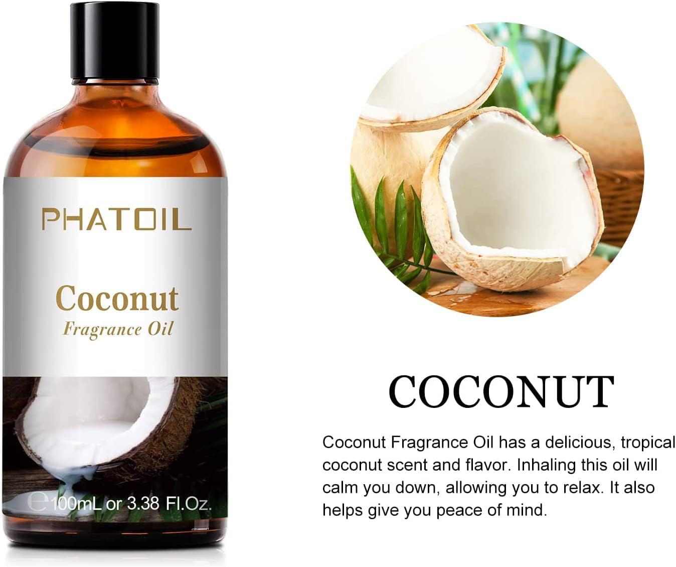 PHATOIL 338 Fl OZ Coconut Essential Oil Aromatherapy