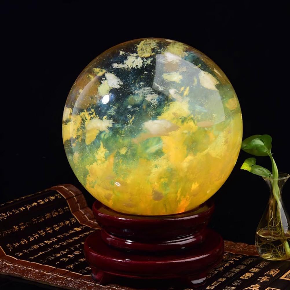 Yellow Obsidian Ball with Stand for Meditation and Feng Shui