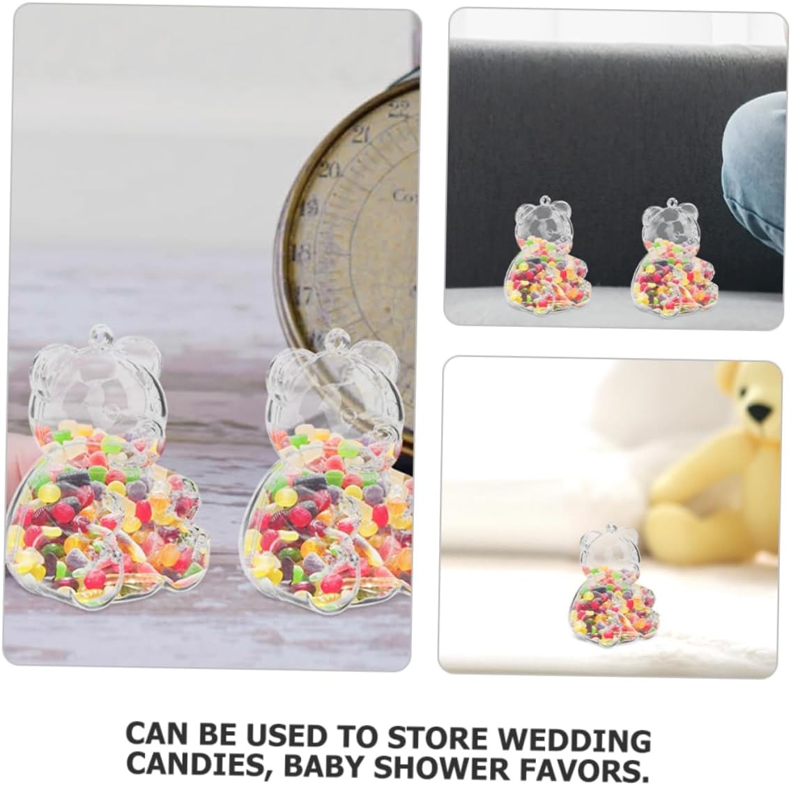24Pcs Bear Shaped Transparent Candy Boxes Cute Party Favor Storage