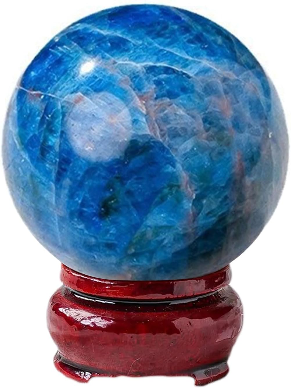 Blue Apatite Crystal Ball with Wood Stand 60mm