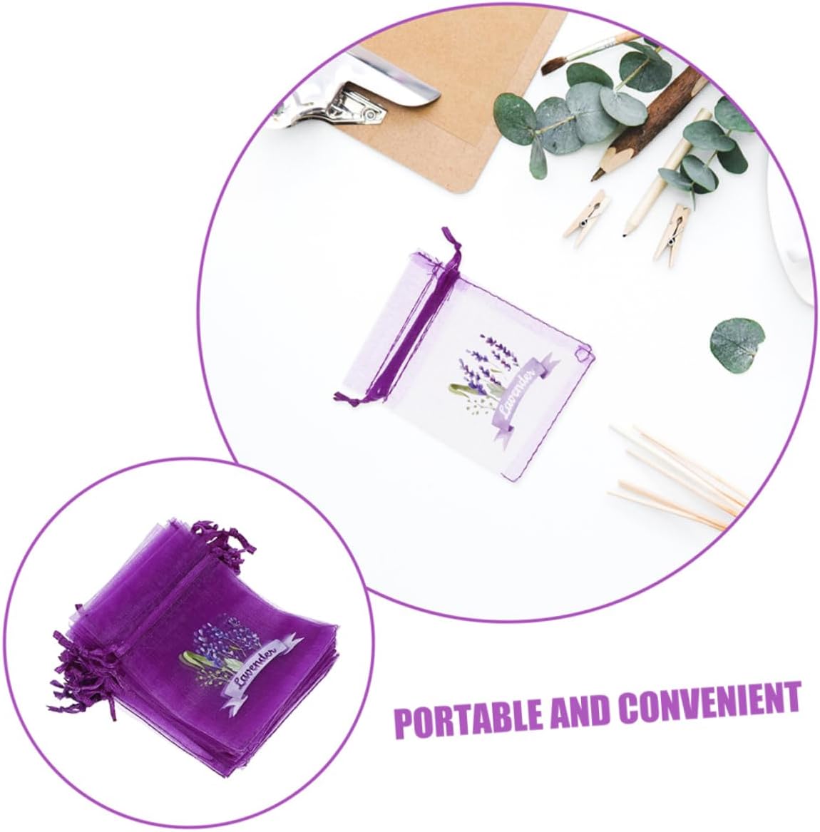 50pcs Lavender Organza Drawstring Bags for Dried Herbs Jewelry Wedding Favors