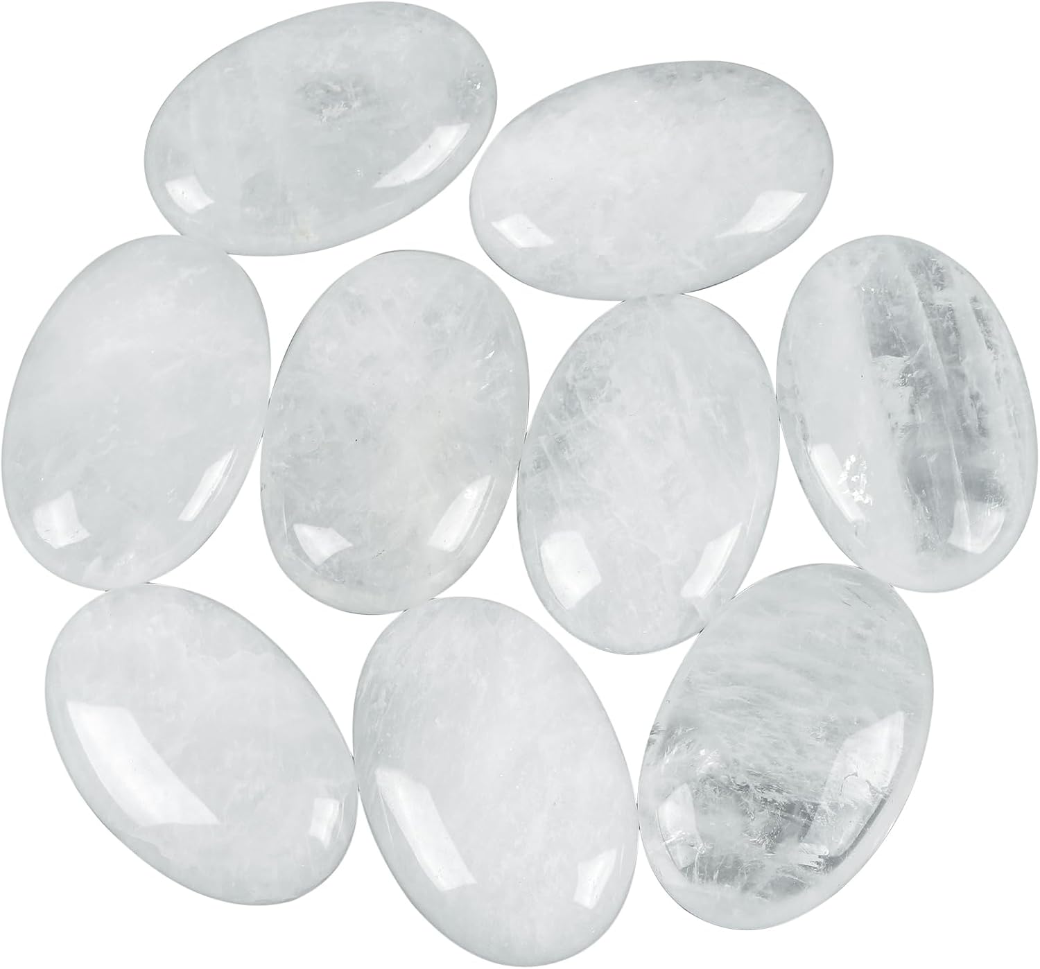 Loveliome Natural Rock Quartz Oval Worry Stones for Anxiety Relief