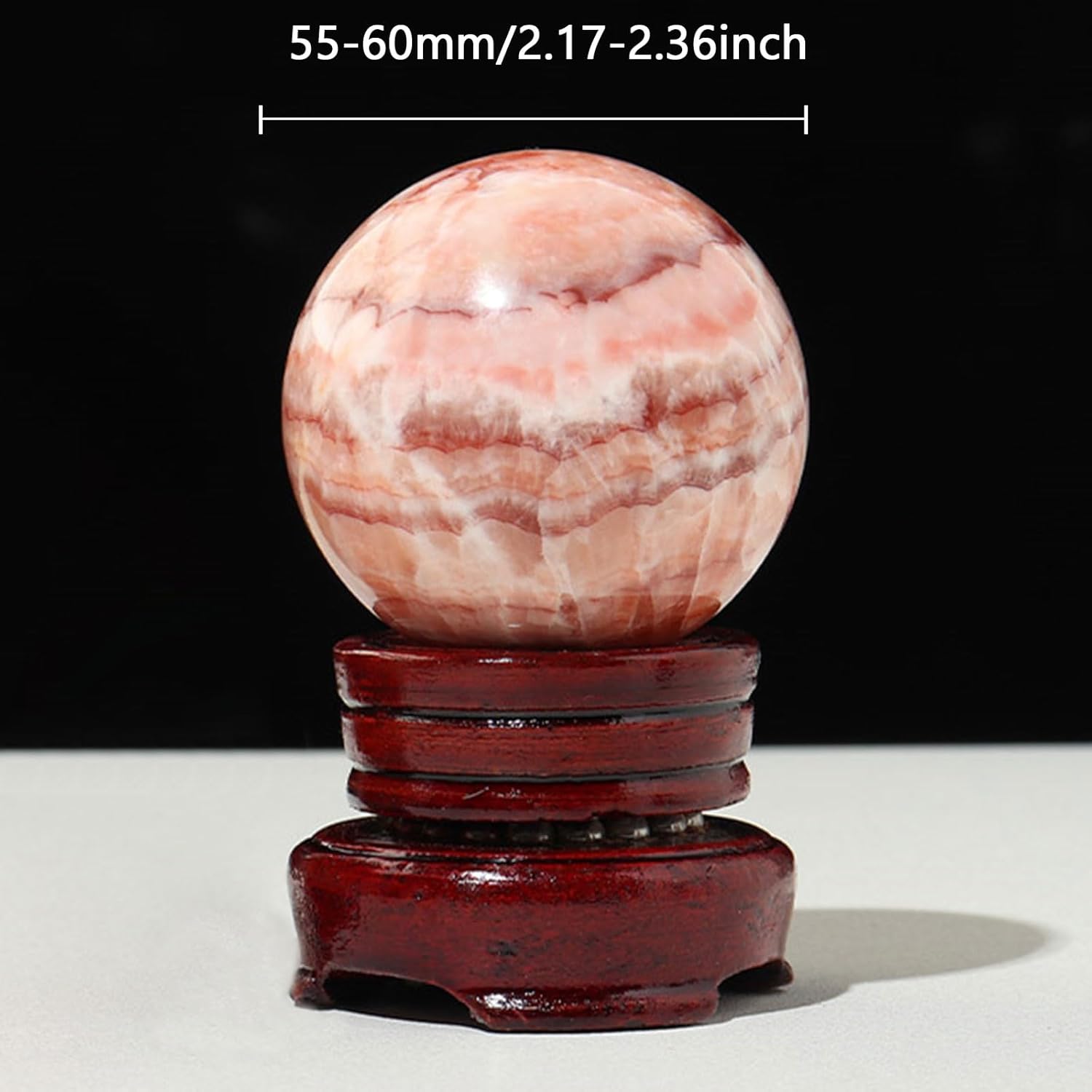 Natural Rhodochrosite Crystal Ball with Stand - Healing Gemstones for Feng Shui