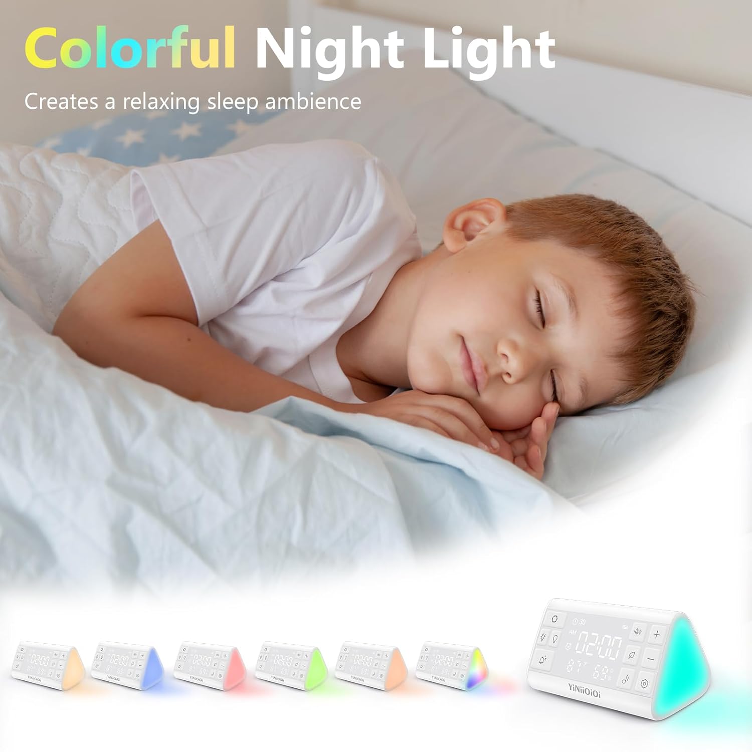 Soothing Sound Machine with Alarm Clock and Night Lights