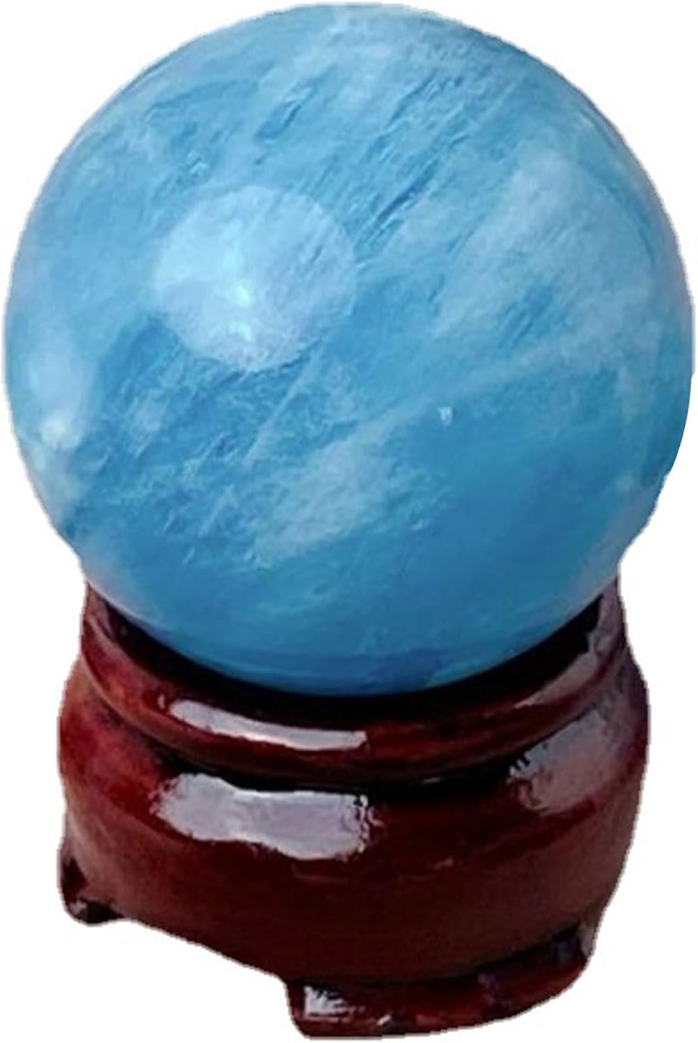 Natural Aquamarine Crystal Ball with Wooden Stand