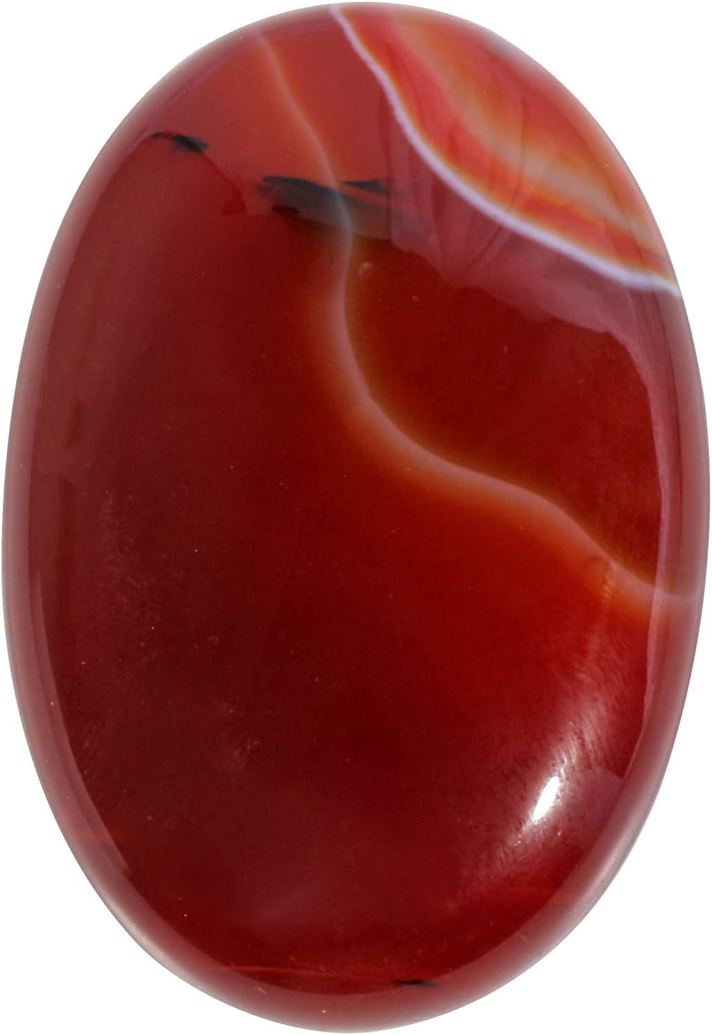 Loveliome Natural Red Agate Oval Worry Stone for Stress Relief