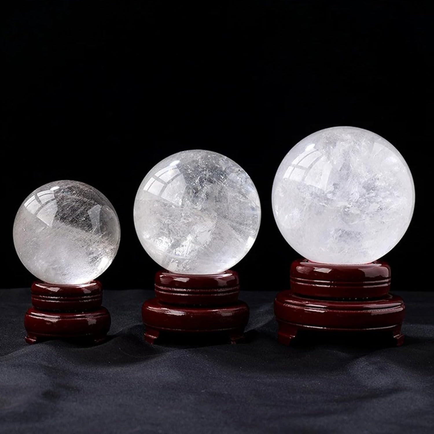 Clear Quartz Crystal Ball with Stand 7cm Natural White Stone Sphere