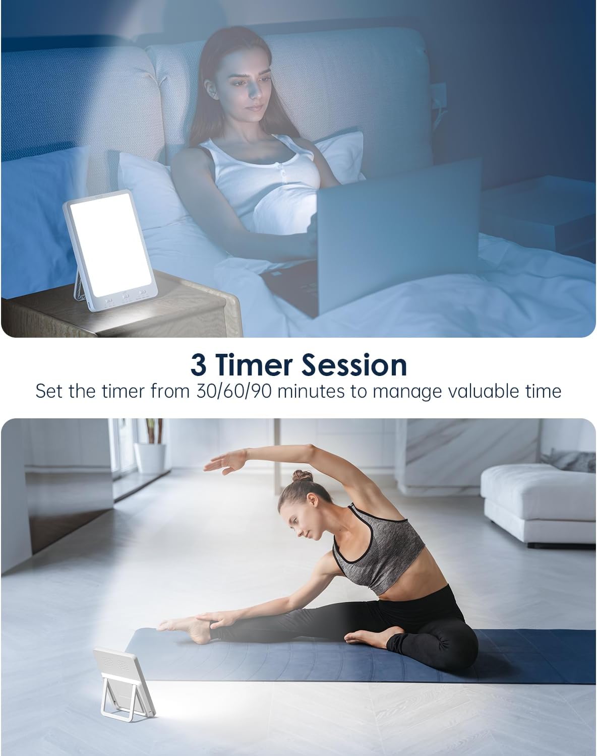 SUXIO Rechargeable Light Therapy Lamp with Wake Up Function