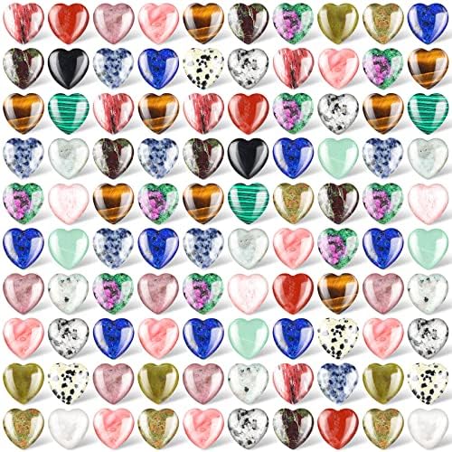 108 Pcs Heart Shaped Worry Stones Crystal Healing Stones