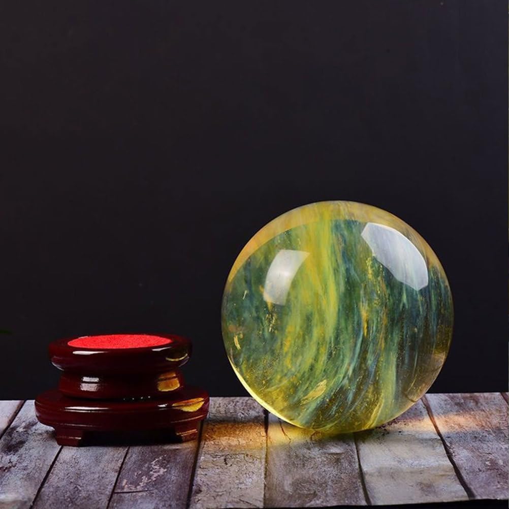 Yellow Obsidian Ball with Stand for Meditation and Feng Shui