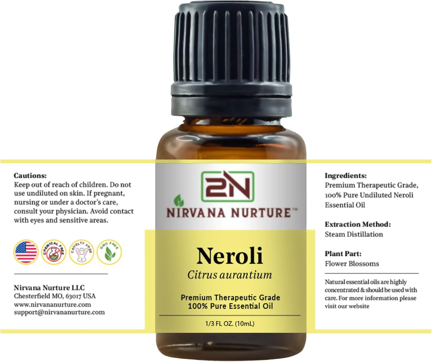 Nirvana Nurture Neroli Essential Oil 100 Pure Therapeutic Grade