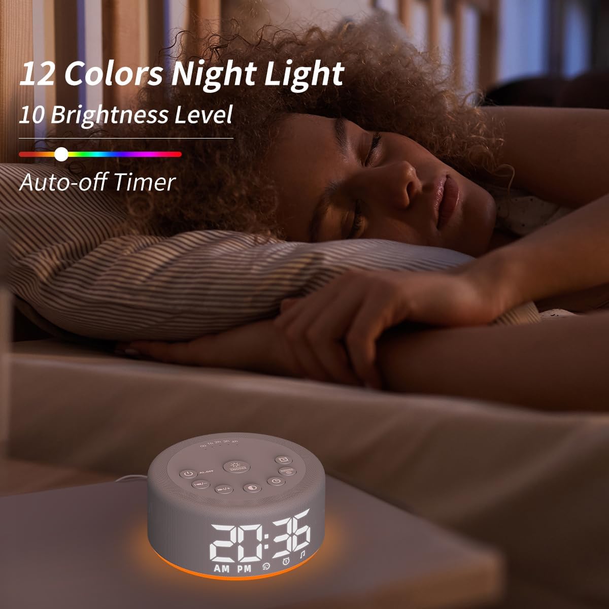 3 in 1 Sound Machine Alarm Clock Night Light