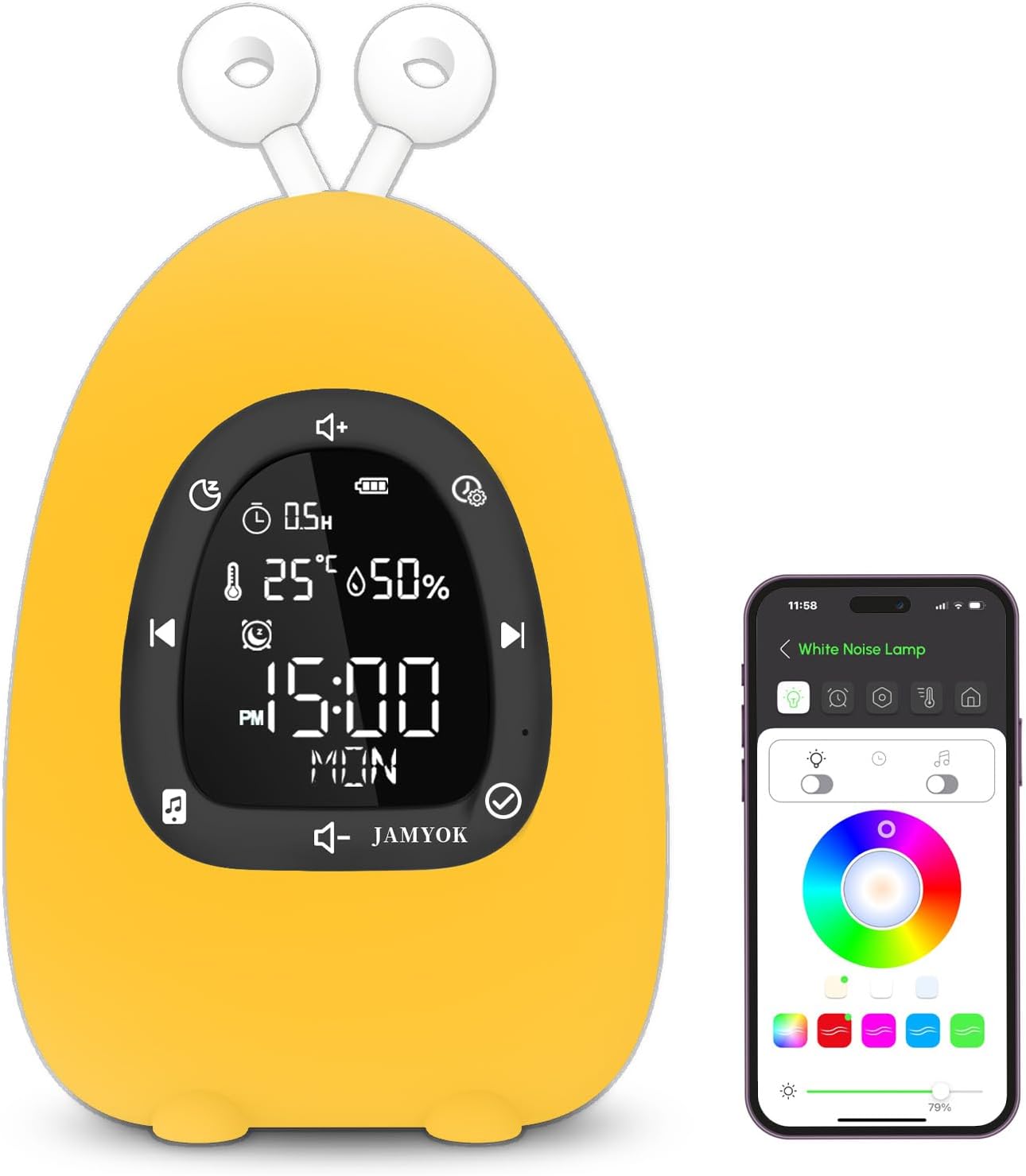 Jamyok Sunrise Alarm Clock with Light and White Noise