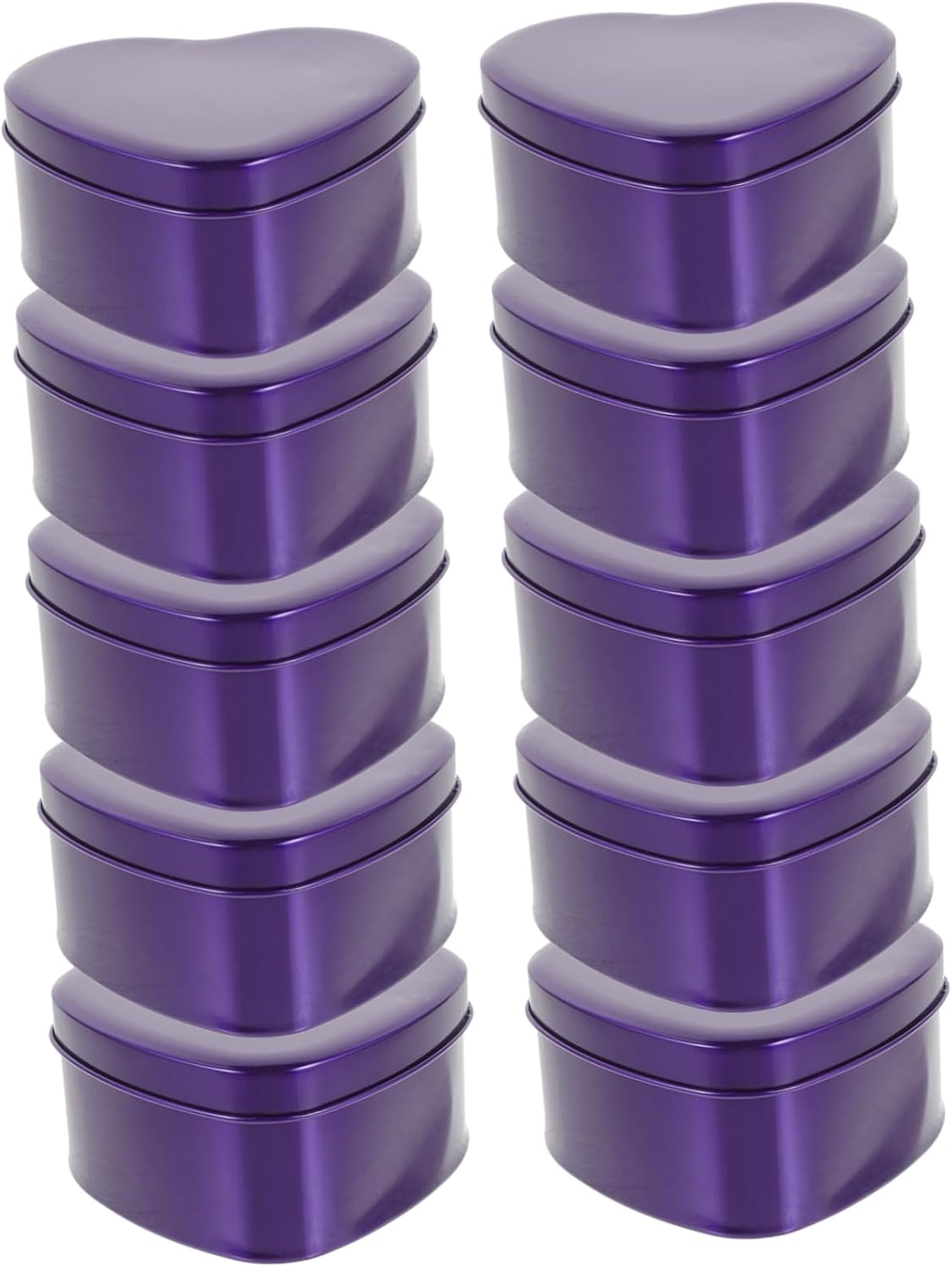 10Pcs Purple Heart Shaped Candy Box Wedding Favor Container Durable Tinplate
