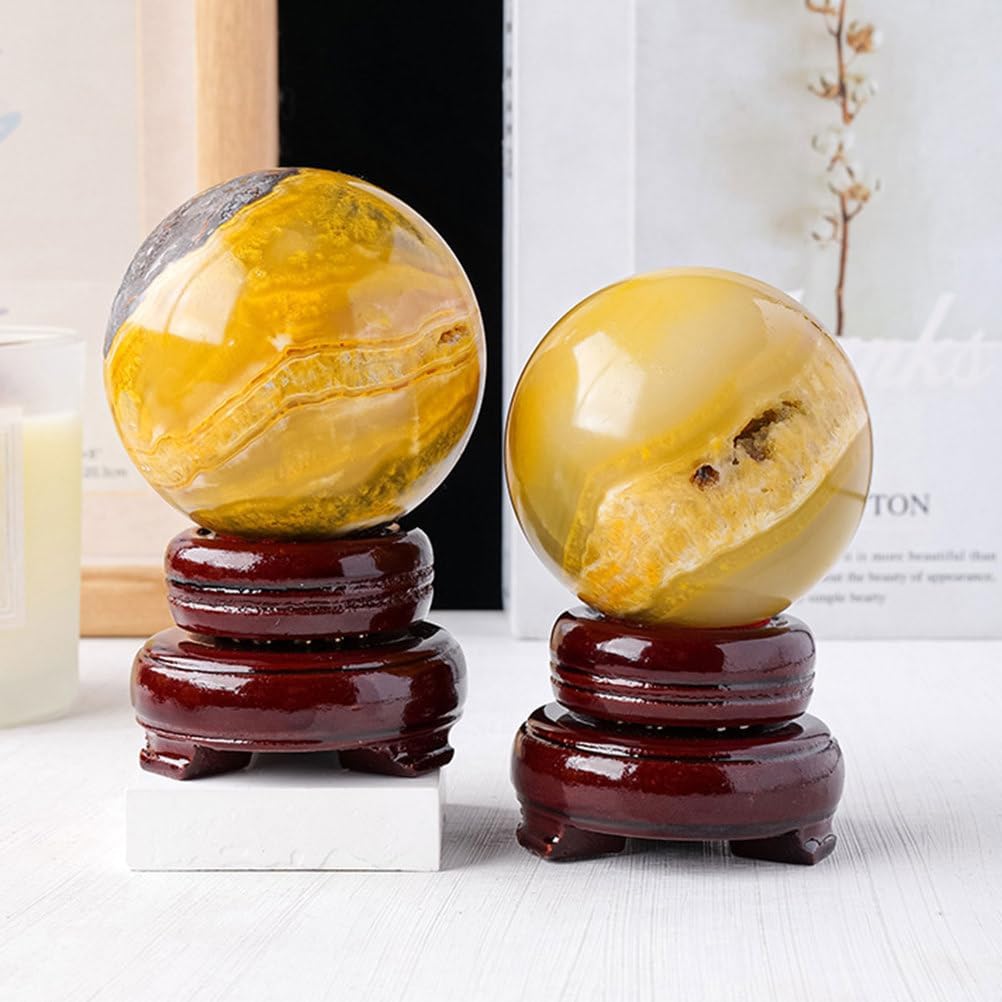 Natural Yellow Crystal Geode Sphere with Stand 60mm