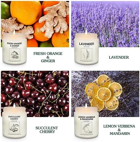 Lavender Aromatherapy Candles 4 Pack with 240 Hours Burn Time