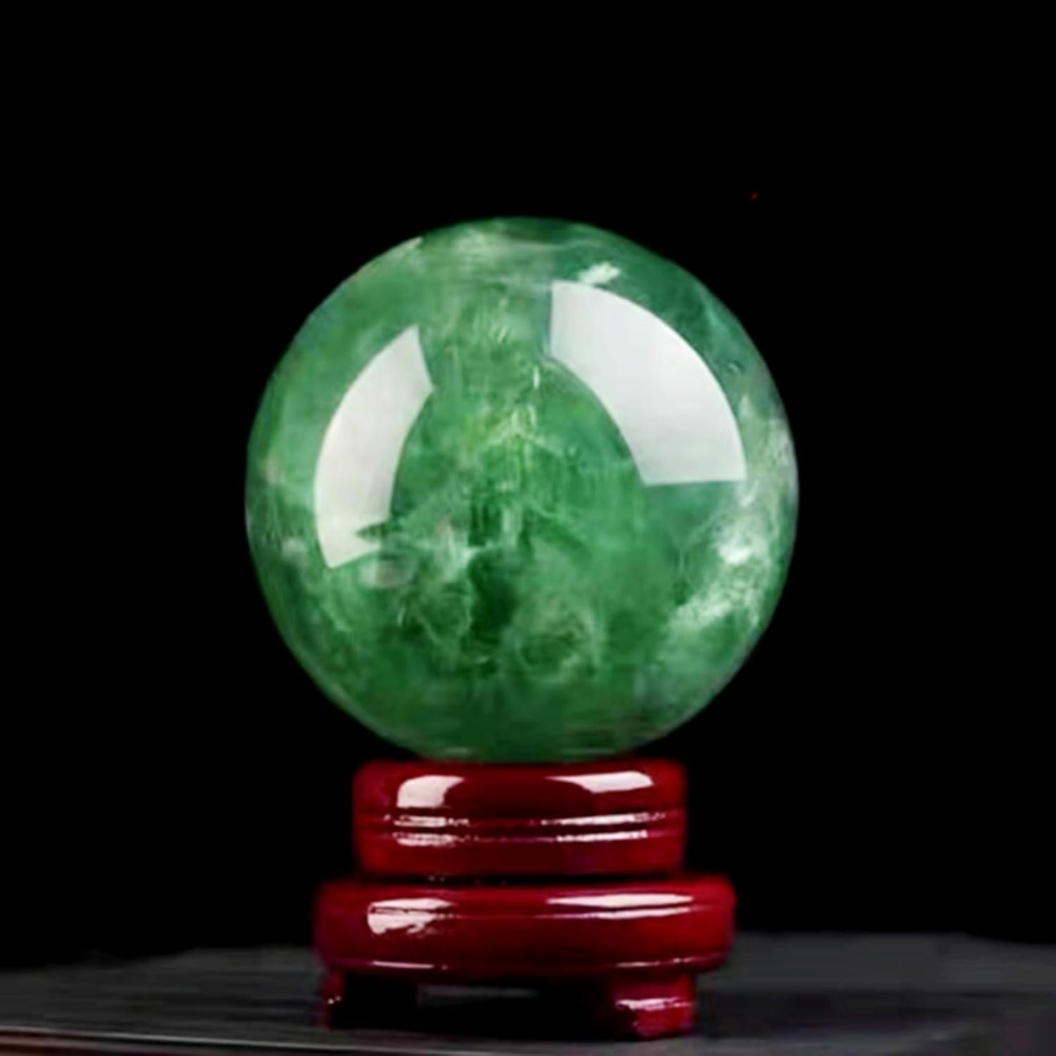 Natural Green Fluorite Crystal Sphere with Stand