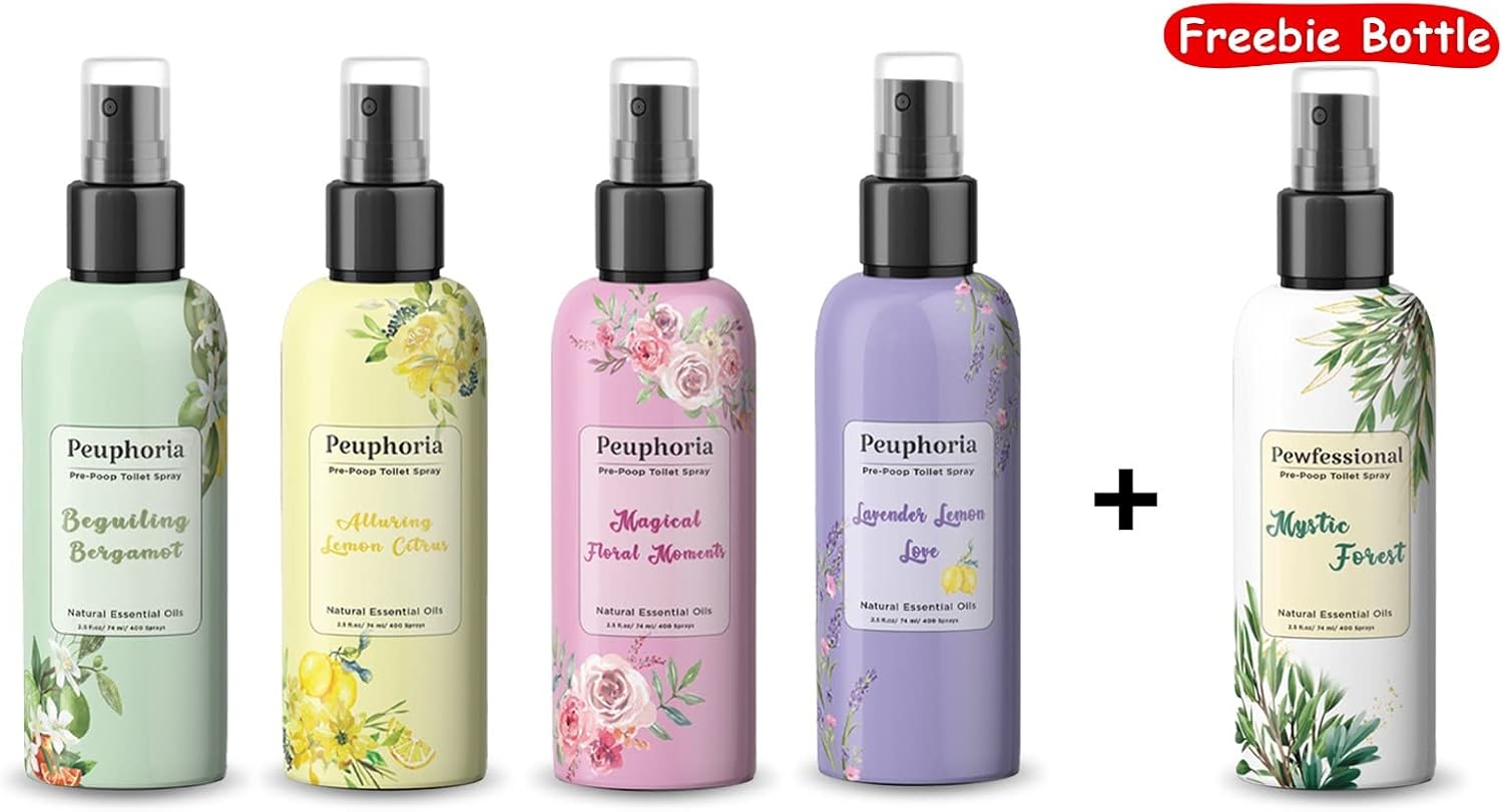 Peuphoria Toilet Odor Eliminator Spray 5 Bottles 25 Oz