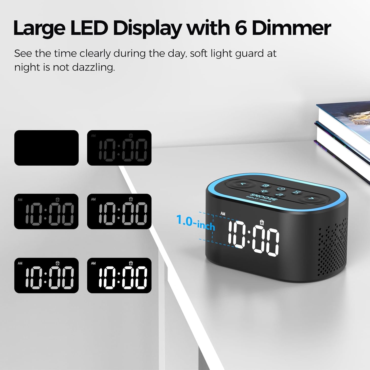 Reacher Digital Alarm Clock with White Noise and Night Light