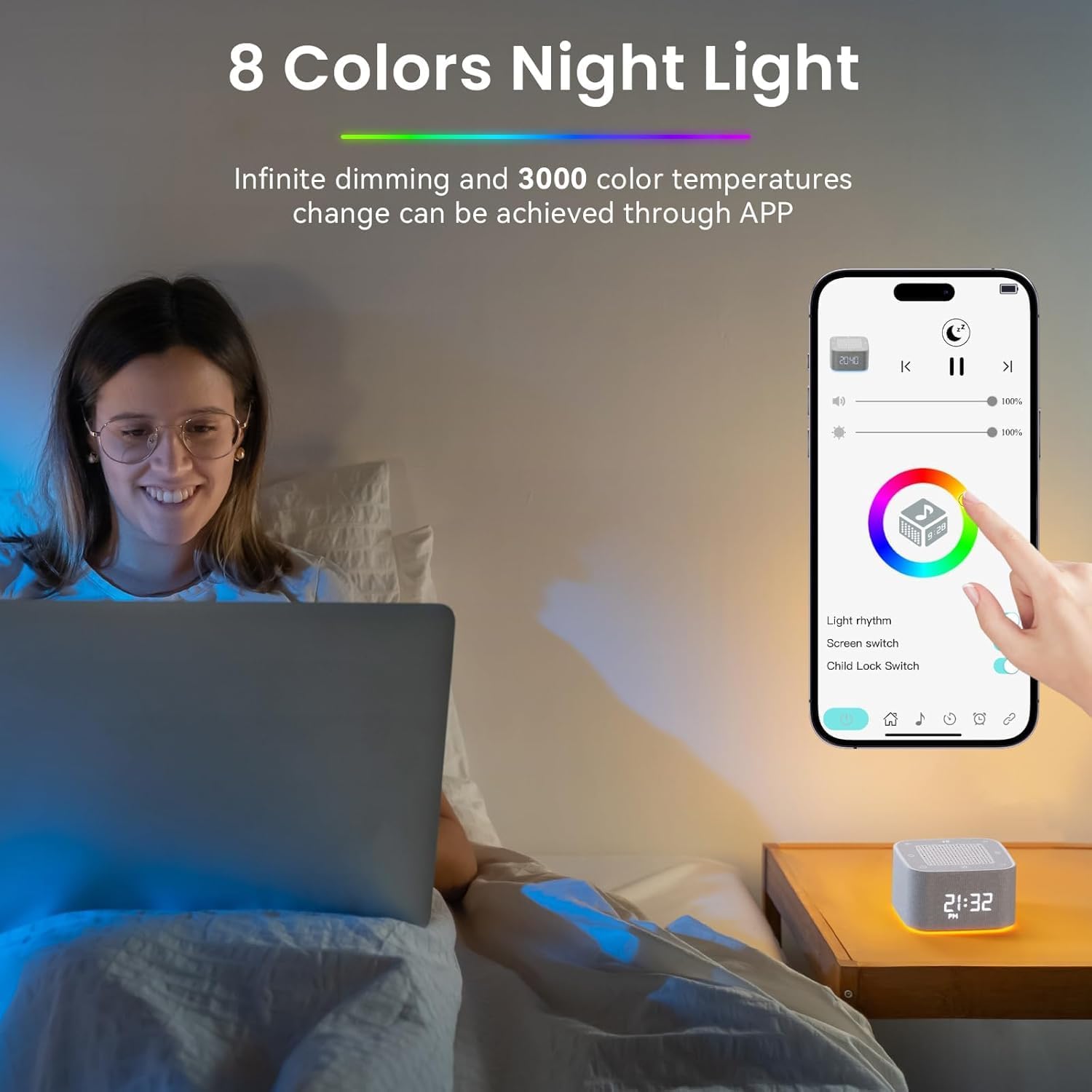 White Noise Sound Machine with 32 Sounds and Night Light