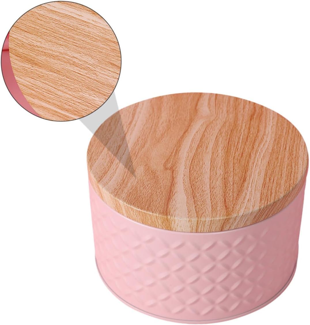 Pink Iron Snack Storage Box with Lid for Cookies and Treats