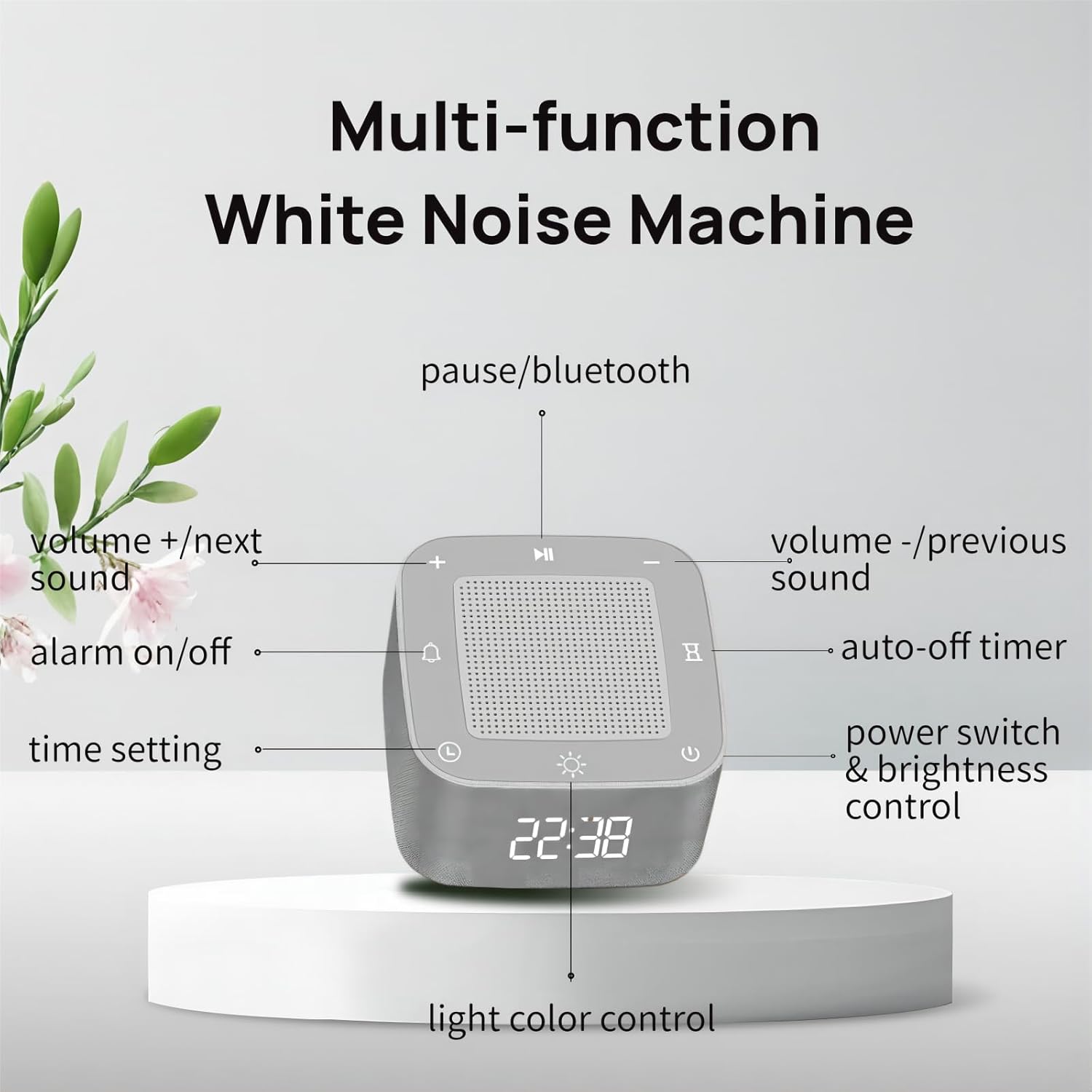 Sleep Sound Machine with Alarm Clock and Lights
