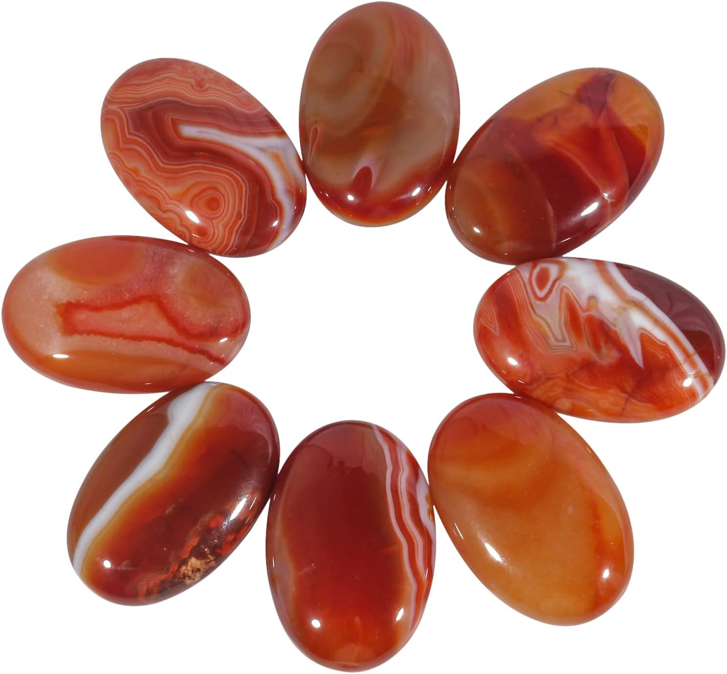 Loveliome Natural Red Agate Oval Worry Stone for Stress Relief