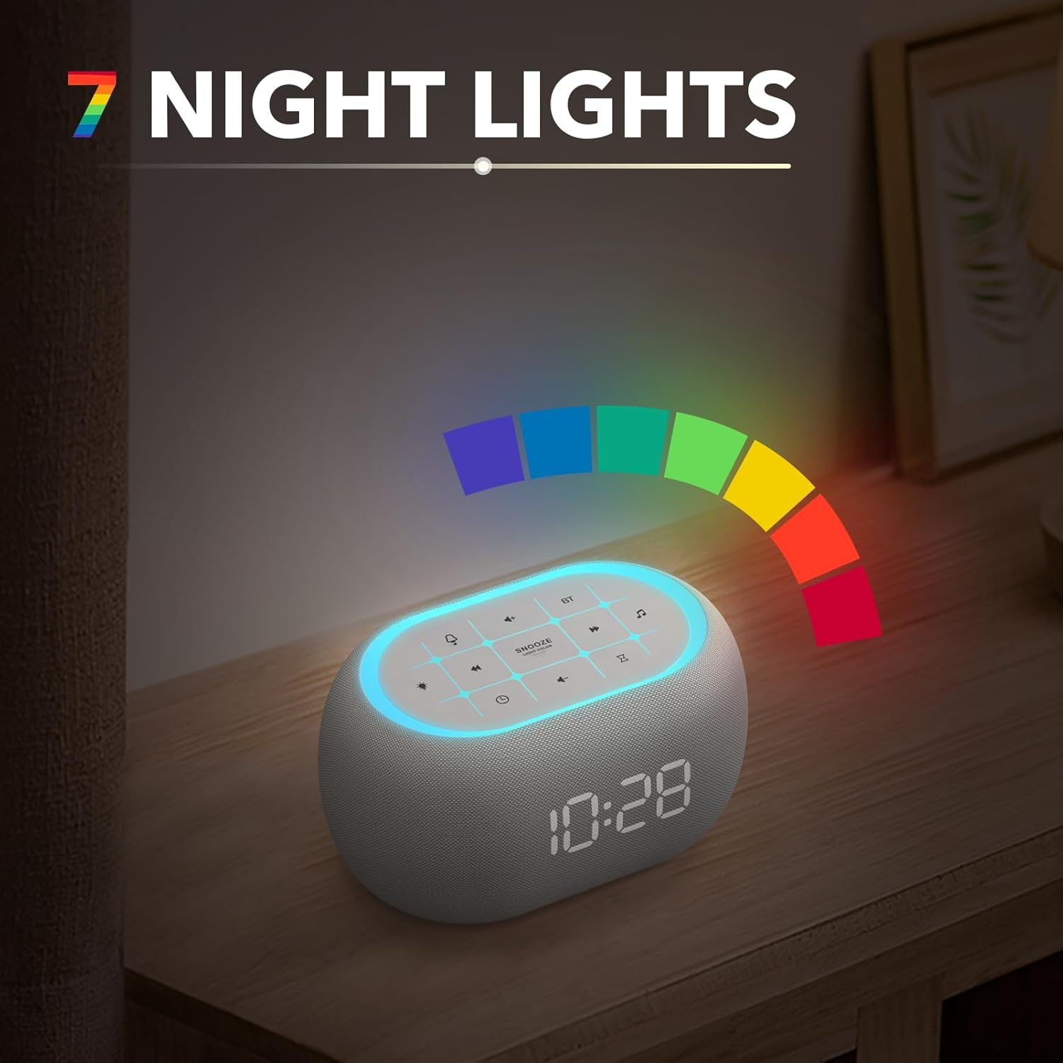 ANJANK White Noise Alarm Clock with Bluetooth Speaker and Night Light