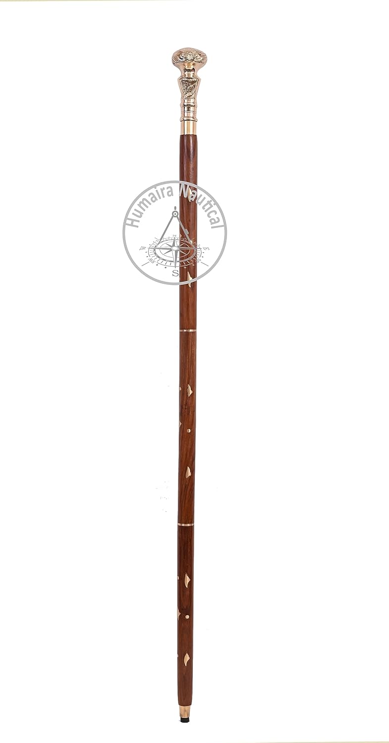 Victorian Brass Handle Walking Stick with Telescope Fold Design