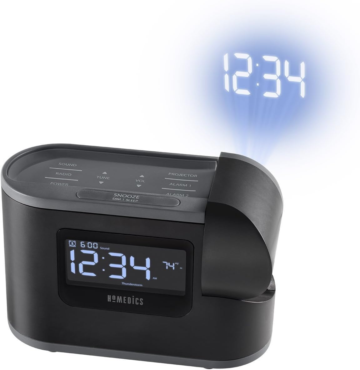 Homedics SoundSleep Recharged Alarm Clock with White Noise and Sleep Sounds