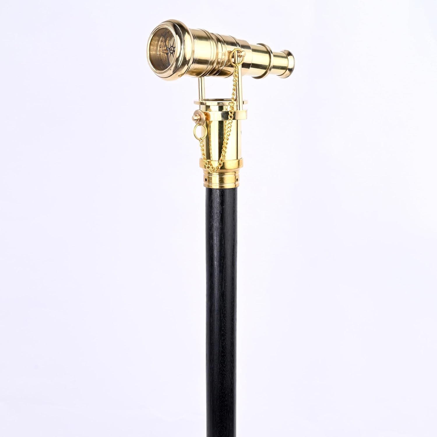 Brass Nautical Telescope Walking Stick with Compass
