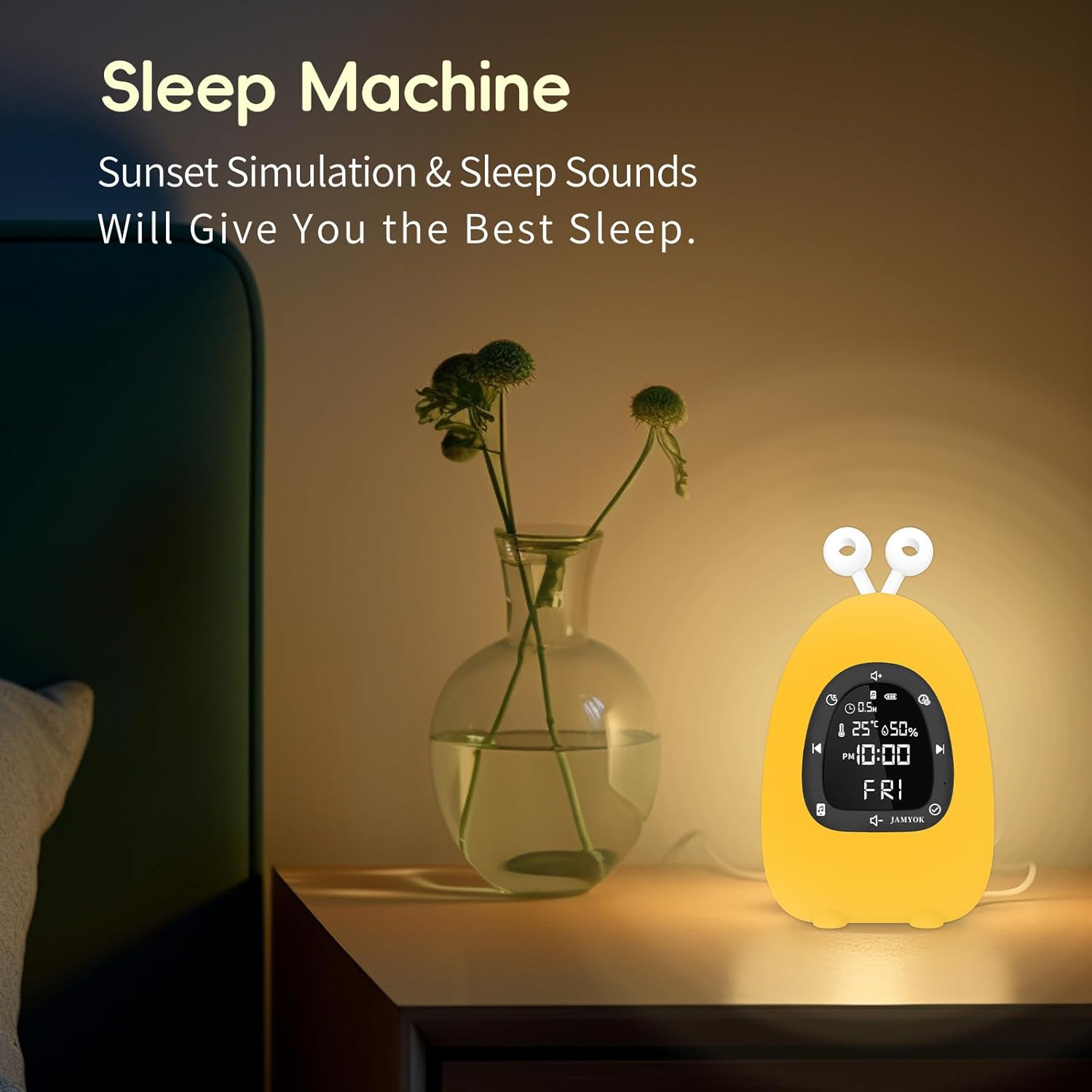Jamyok Sunrise Alarm Clock with Light and White Noise