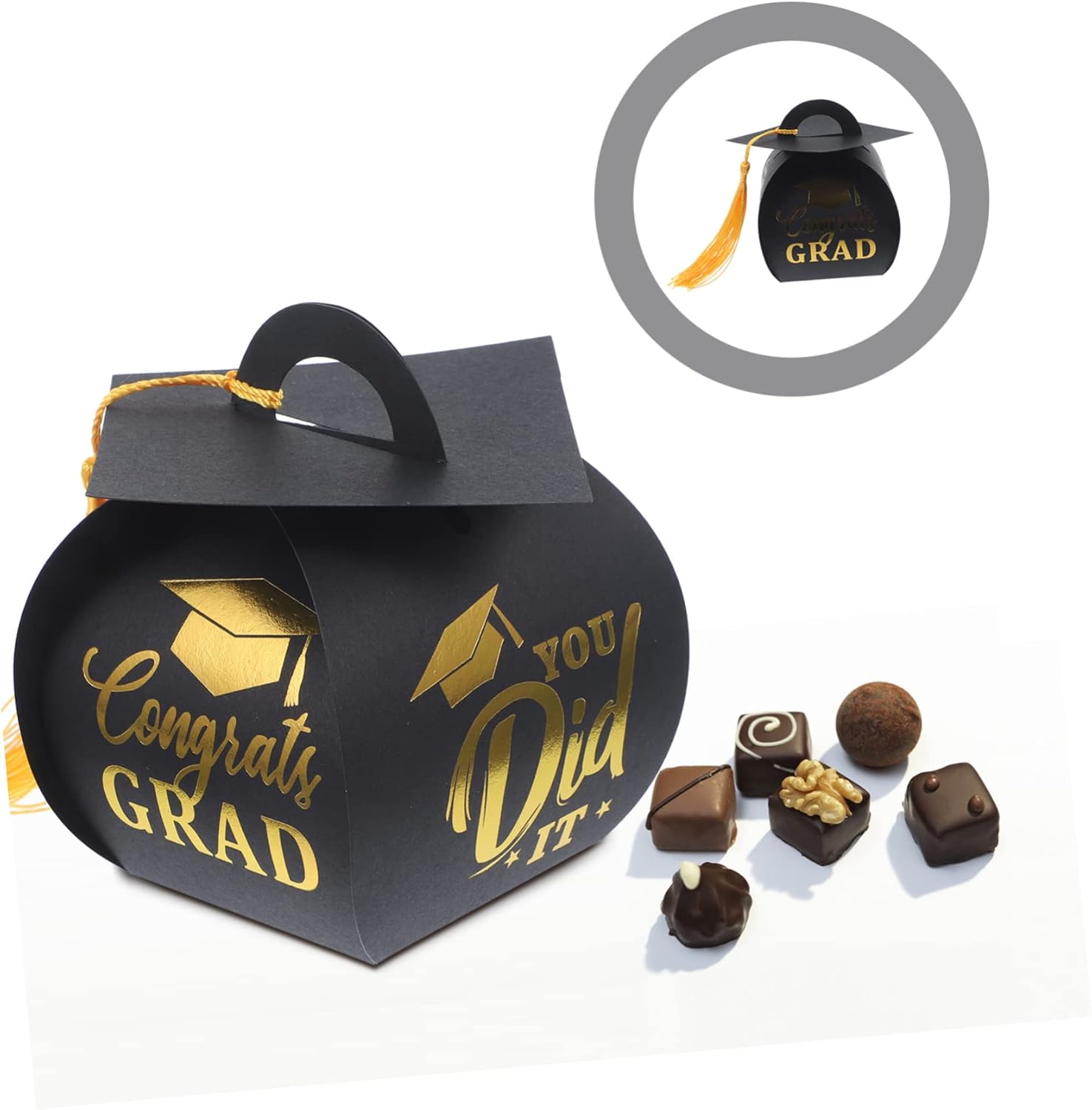 10Pcs Graduation Cap Candy Holders with Tassels