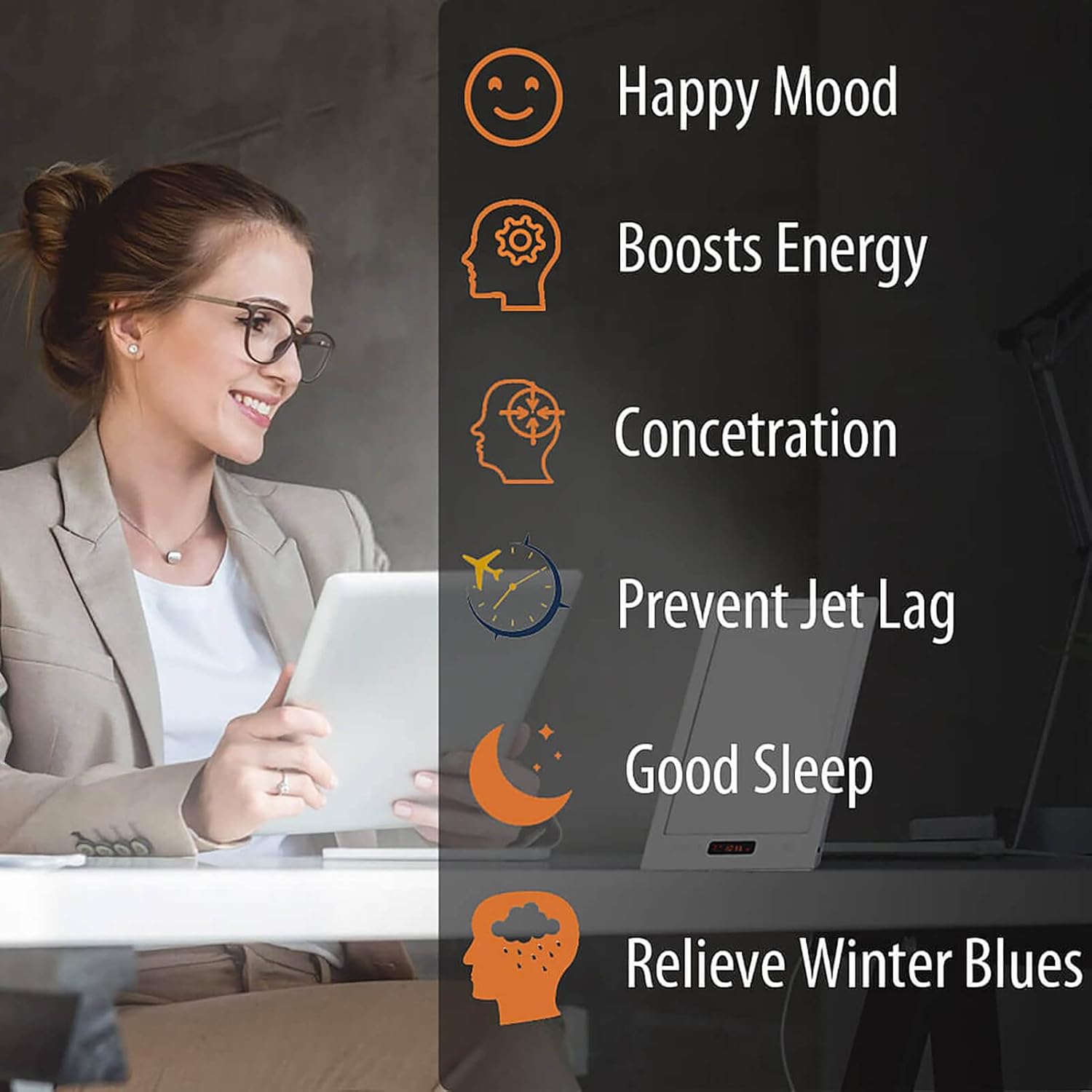 Lukirch Light Therapy Lamp Alarm Clock with Sunrise Sunset Simulation