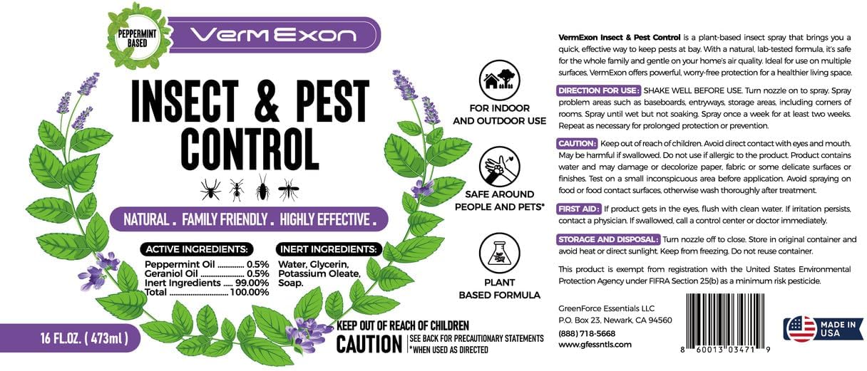 VermExon Peppermint Oil Pest Control Spray 16oz