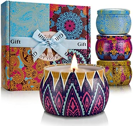 Scented Candles Gift Set 4 Pack Aromatherapy Stress Relief for Women