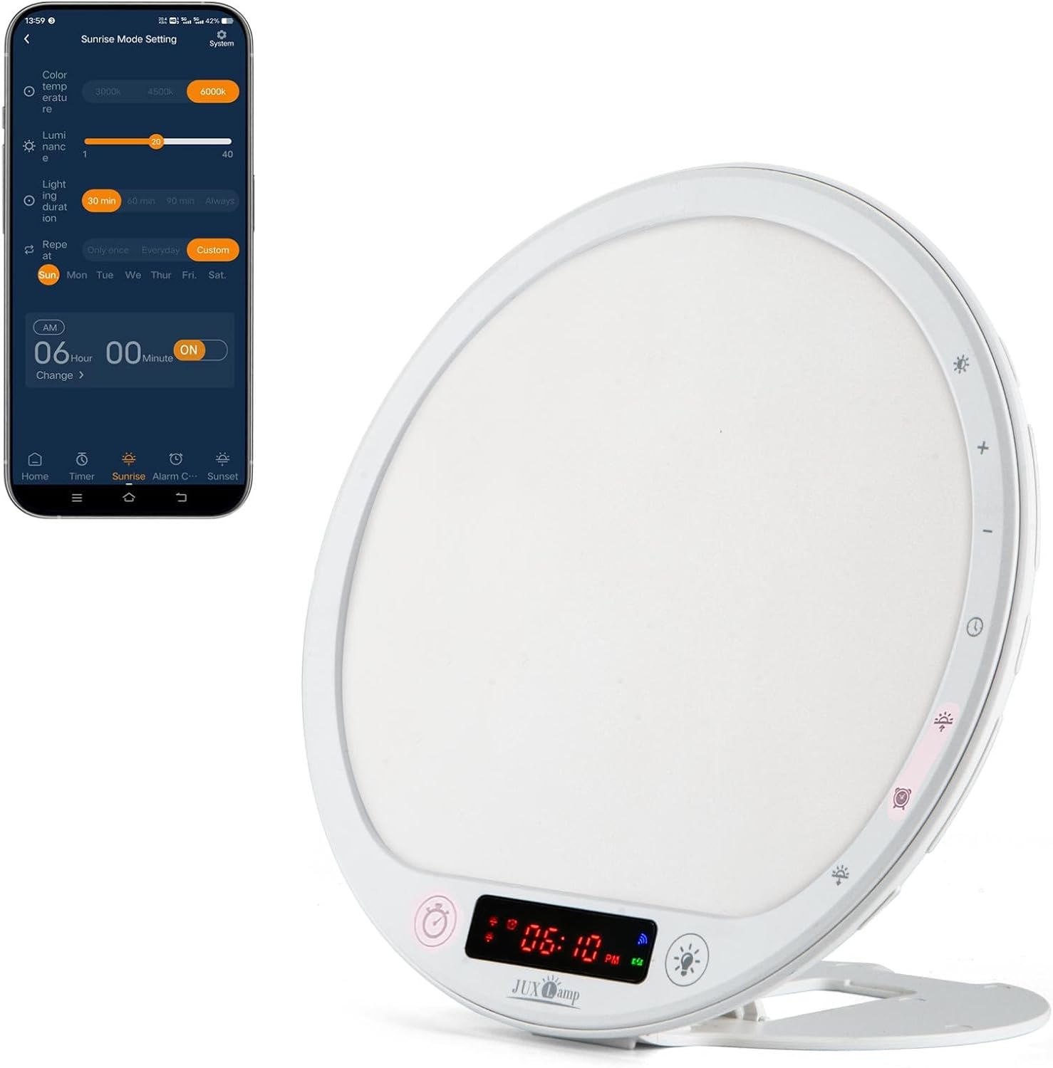 JUXLamp 10000 Lux Light Therapy Wake Up Lamp