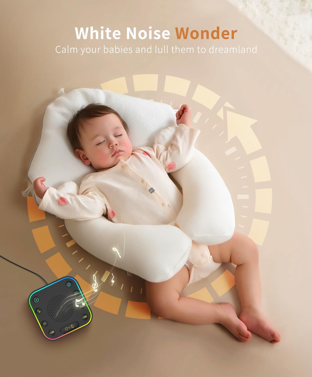 White Noise Sound Machine with Digital Clock and RGB Night Light