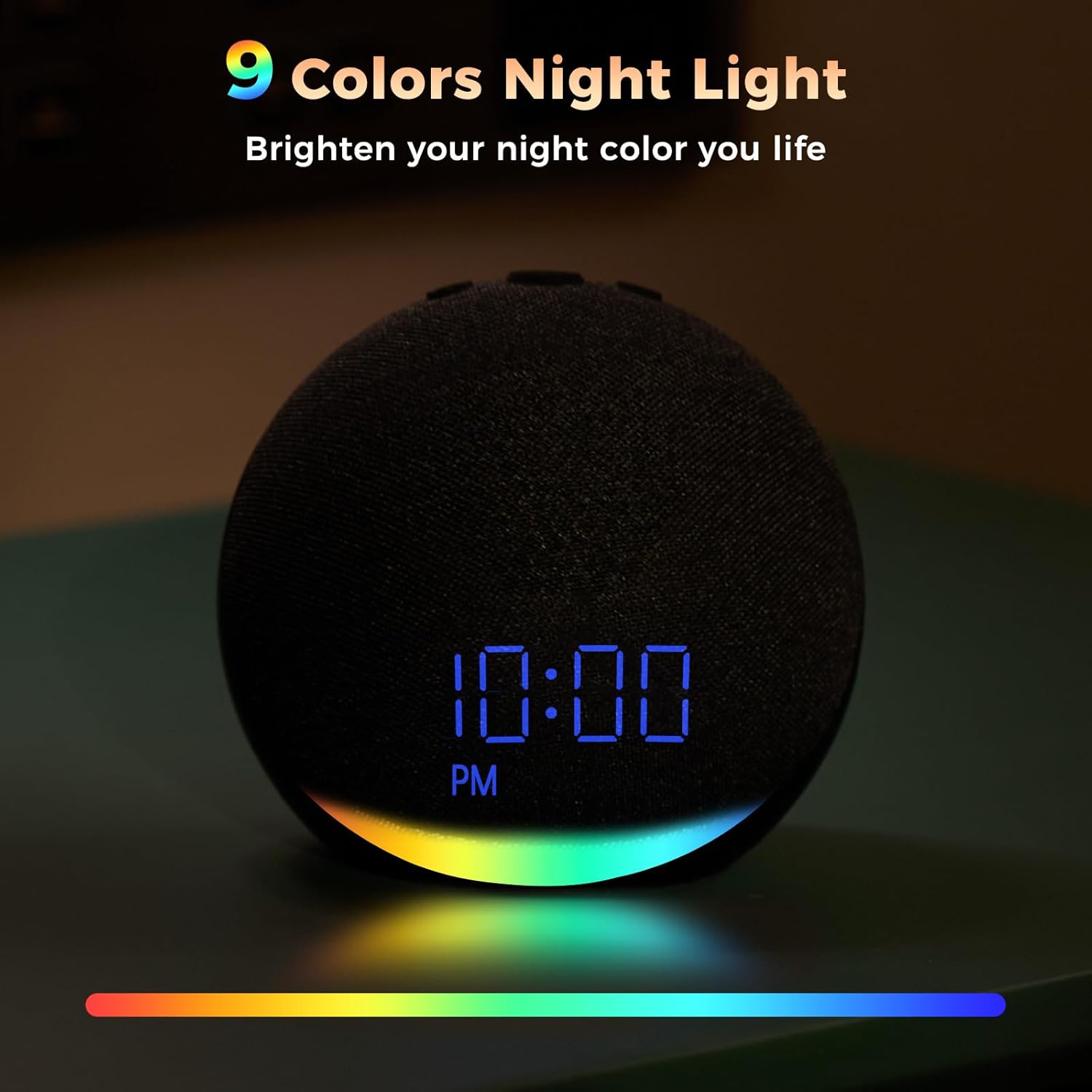Sound Machine Alarm Clock with Bluetooth Speaker - Dimmable Night Light for Sleep