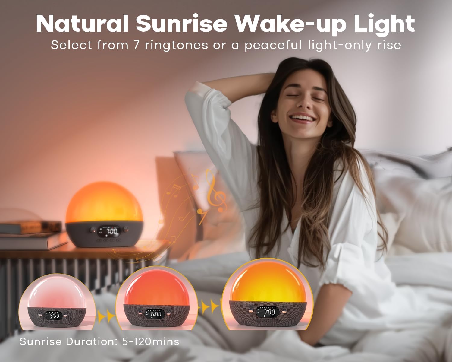 MOMILLA Sunrise Alarm Clock with Bluetooth Speaker