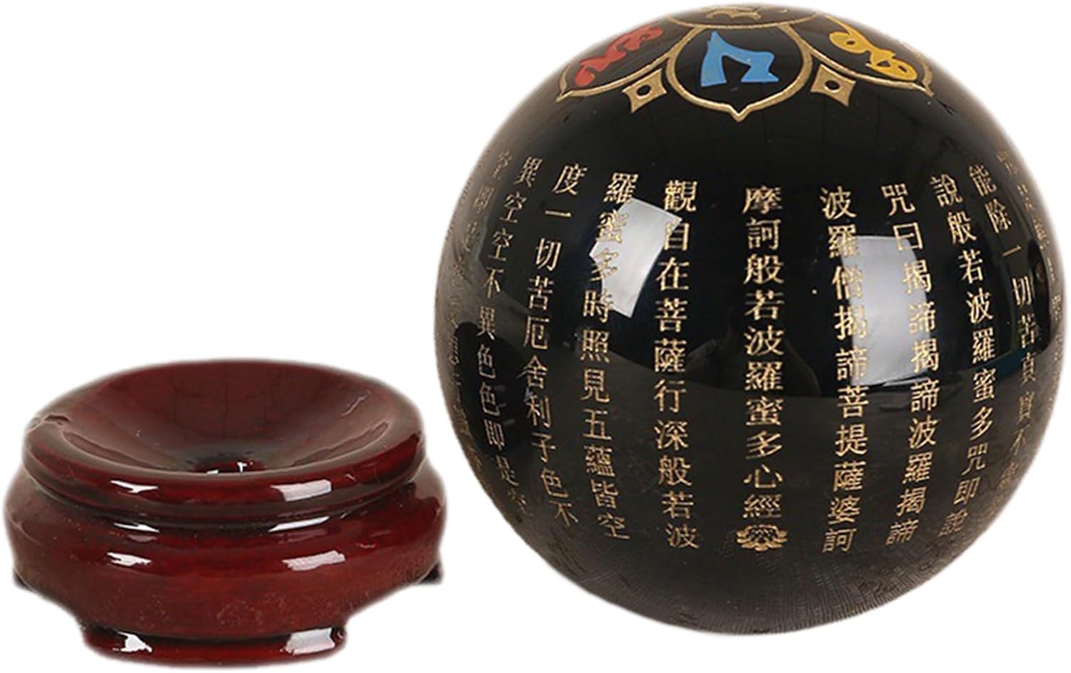 Engraved Symbol Black Obsidian Crystal Ball with Stand