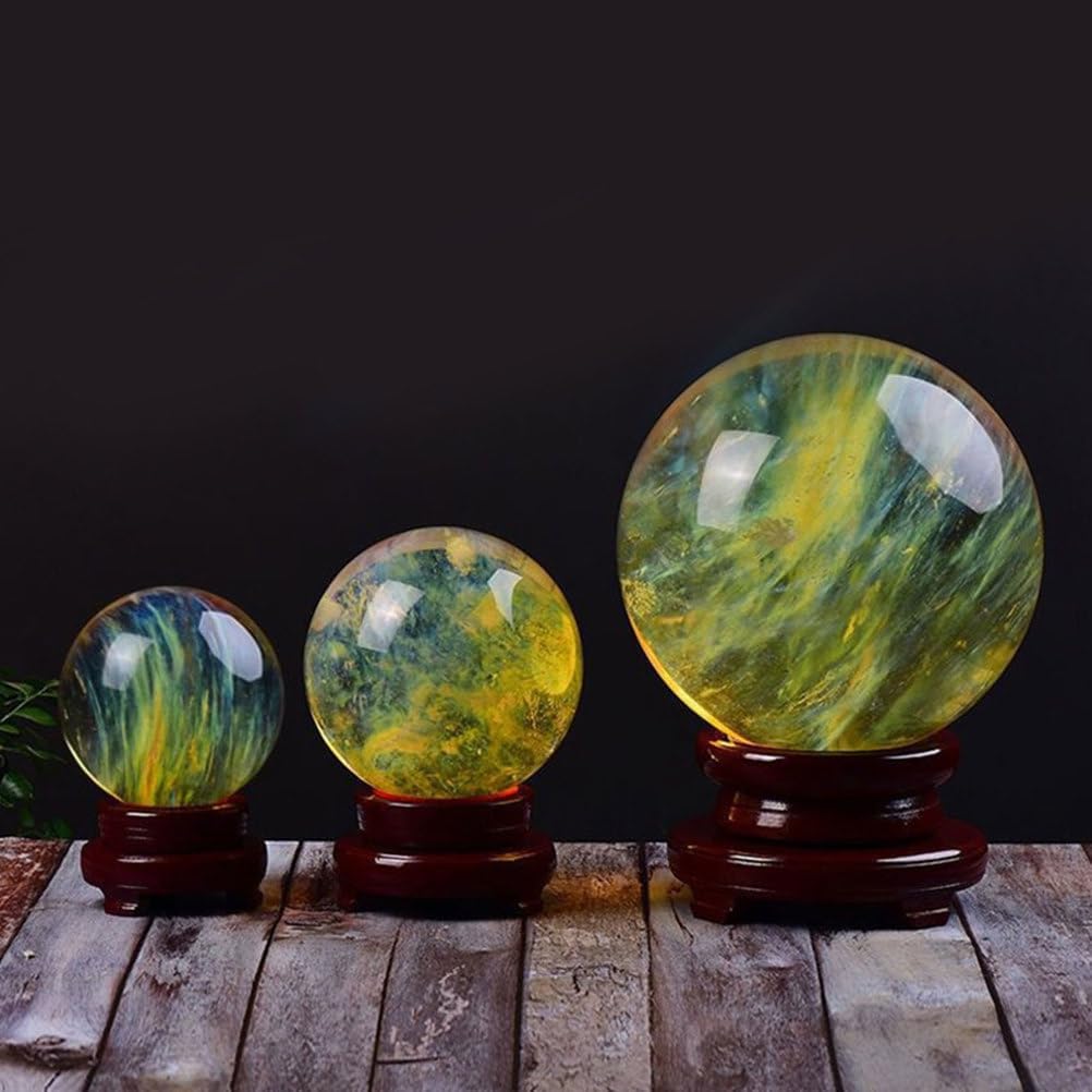 Yellow Obsidian Ball with Stand for Meditation and Feng Shui