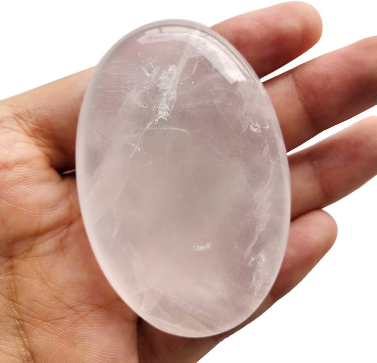 Loveliome Natural Rock Quartz Oval Worry Stones for Anxiety Relief