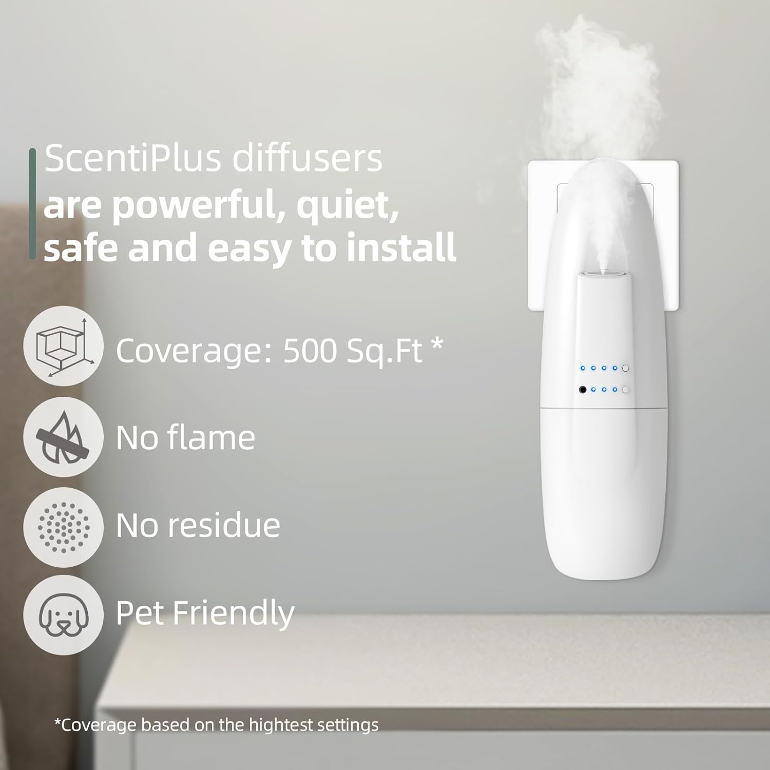 Scentiplus Plug In Scent Air Machine 100ml 500 Sq Ft White
