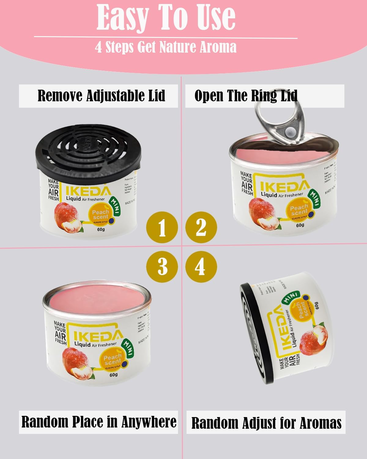 Peach Essential Oil Air Freshener Cans 2pcs