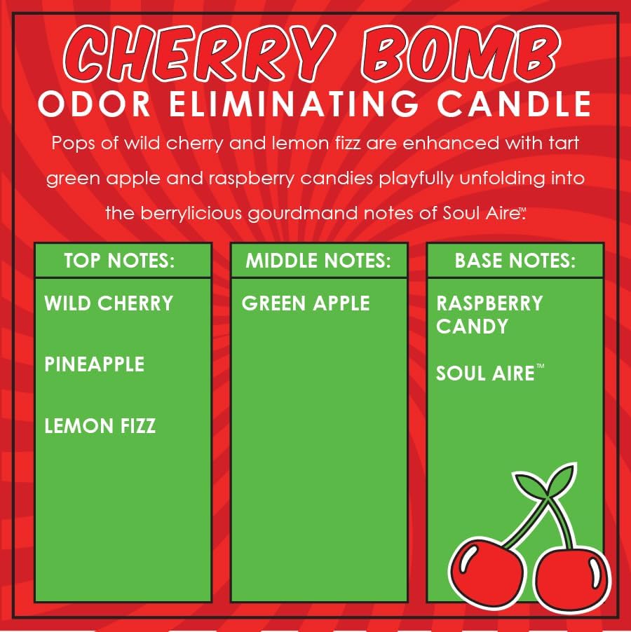 Cherry Bomb Odor Eliminating Candle - 80 Hour Burn
